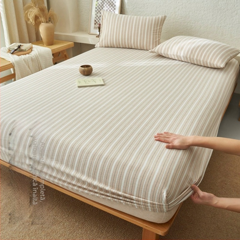 Cearșafuri de pat din bumbac pur, stil Muji, tip A, bucată unică din bumbac pur, husă de pat din bumbac pur de bună calitate, husă de pat pentru mame și sugari, auto-acționată