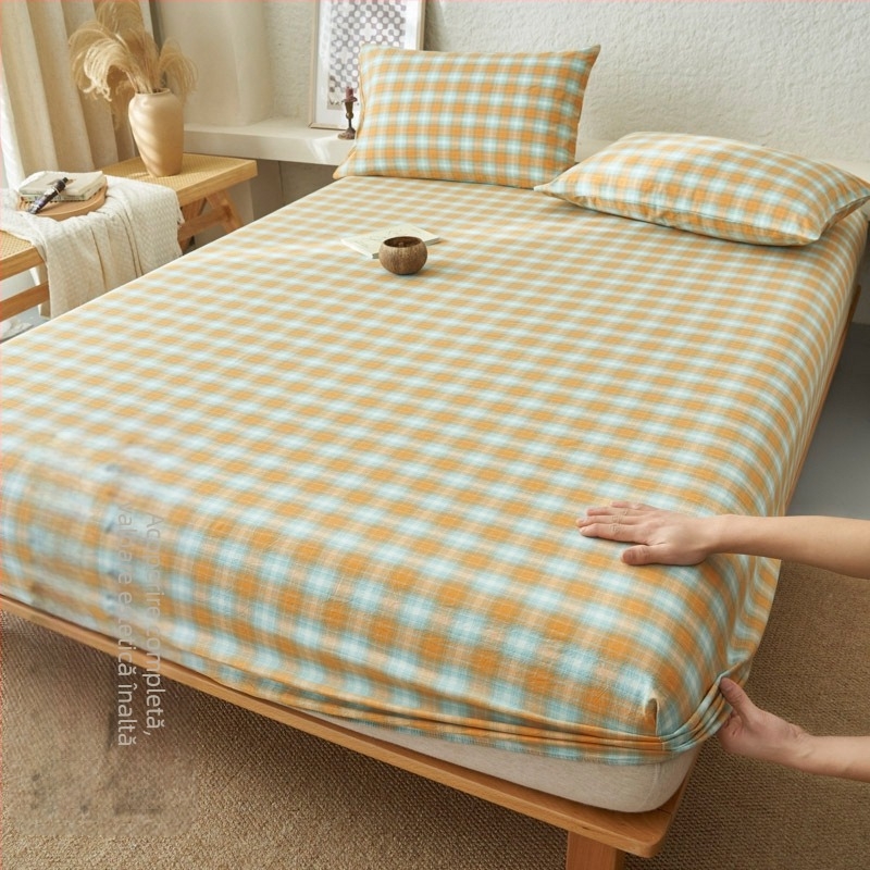 Cearșafuri de pat din bumbac pur, stil Muji, tip A, bucată unică din bumbac pur, husă de pat din bumbac pur de bună calitate, husă de pat pentru mame și sugari, auto-acționată