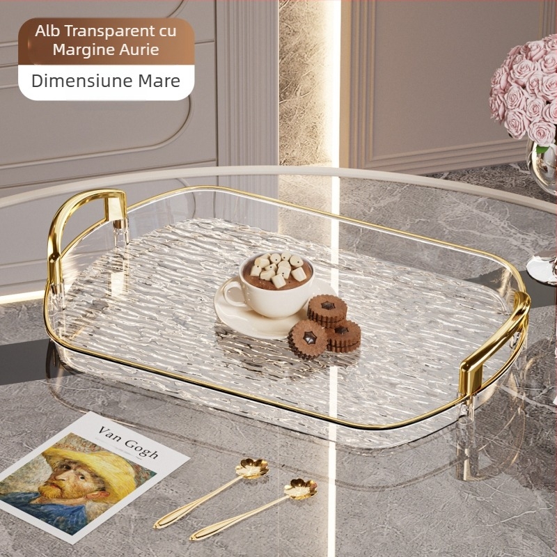 Tavă ușoară din plastic de lux cu mâner, tavă de ceai de uz casnic de înaltă calitate cu două urechi, tavă de cină, tavă mare îngroșată pentru restaurant comercial
