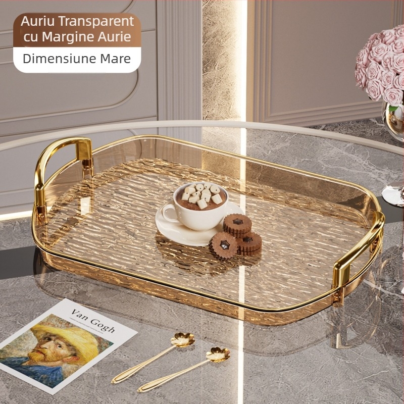 Tavă ușoară din plastic de lux cu mâner, tavă de ceai de uz casnic de înaltă calitate cu două urechi, tavă de cină, tavă mare îngroșată pentru restaurant comercial