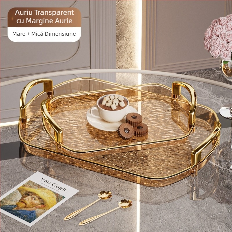 Tavă ușoară din plastic de lux cu mâner, tavă de ceai de uz casnic de înaltă calitate cu două urechi, tavă de cină, tavă mare îngroșată pentru restaurant comercial