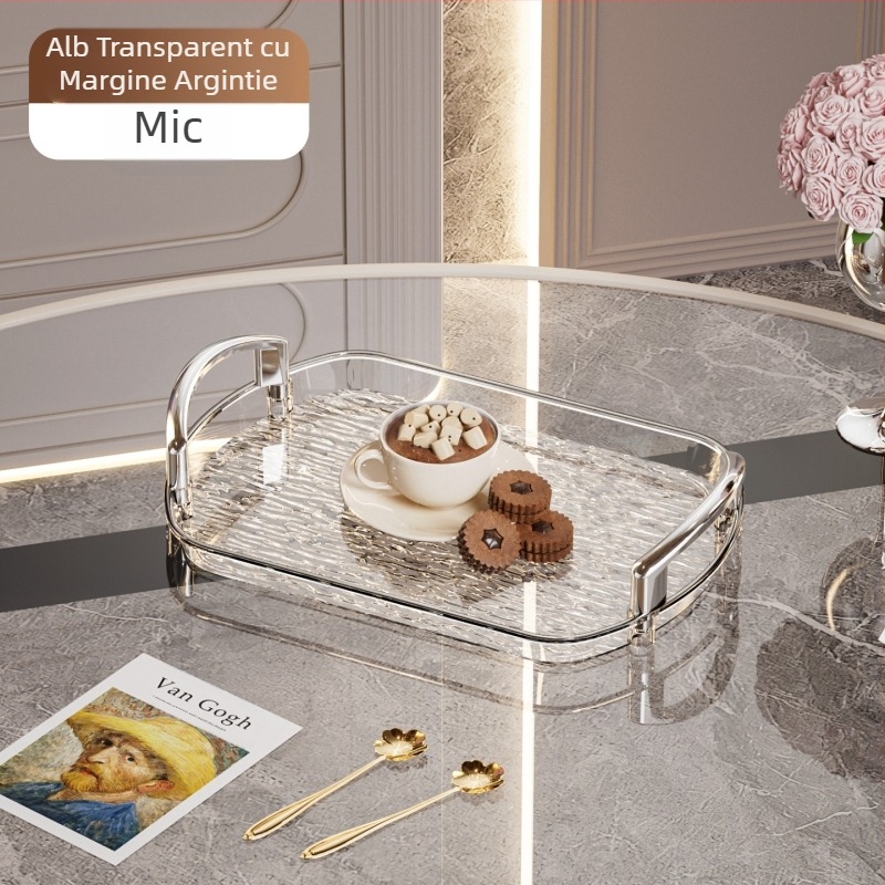 Tavă ușoară din plastic de lux cu mâner, tavă de ceai de uz casnic de înaltă calitate cu două urechi, tavă de cină, tavă mare îngroșată pentru restaurant comercial