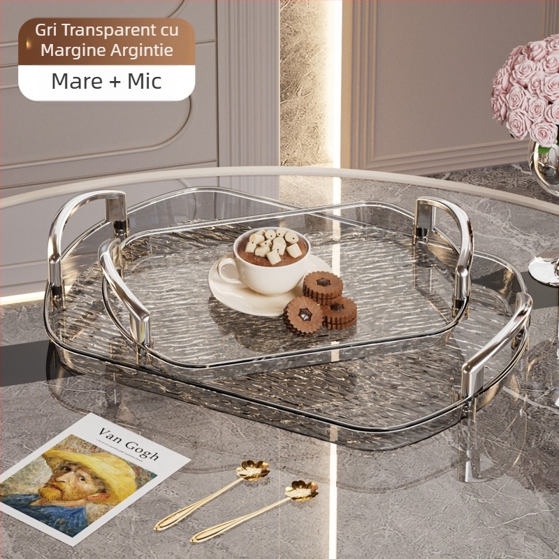 Tavă ușoară din plastic de lux cu mâner, tavă de ceai de uz casnic de înaltă calitate cu două urechi, tavă de cină, tavă mare îngroșată pentru restaurant comercial