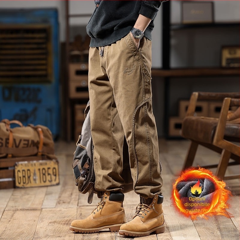 Pantaloni cargo retro americani pentru bărbați, primăvara și toamna 2025, noi, îngroșați, la modă, de marcă, harem, jogger, casual