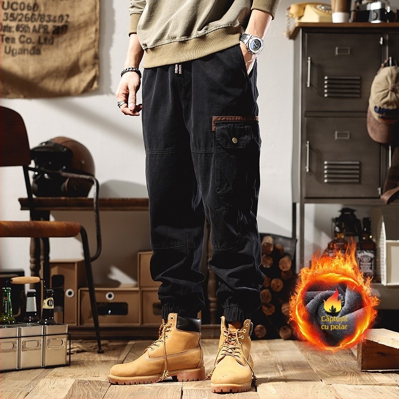 Pantaloni cargo retro americani pentru bărbați, primăvara și toamna 2025, noi, îngroșați, la modă, de marcă, harem, jogger, casual