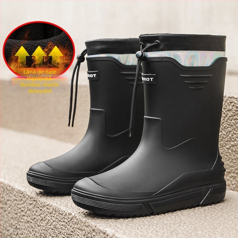 Cizme de ploaie antiderapante cu toc înalt pentru bărbați, cizme de ploaie cu corset cald, pantofi impermeabili, pantofi de cauciuc pentru bucătărie, pantofi de spălătorie auto, cizme de apă pentru pescuit