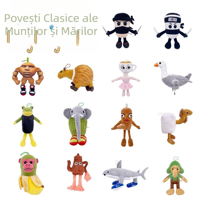 Păpușă de pluș Tung Tung Sahur, parodie transfrontalieră, cu munți și mări americane