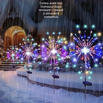 Energie solară podea artificii LED păpădie șir de lumini în aer liber Crăciun curte grădină decorativă gazon lumină