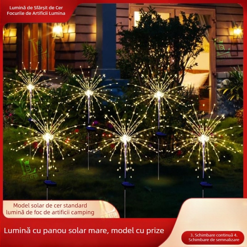 Energie solară podea artificii LED păpădie șir de lumini în aer liber Crăciun curte grădină decorativă gazon lumină