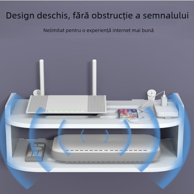 Fără perforare, suport pentru TV de perete, set-top box, router, cutie de depozitare, suspendat pe perete, suport Wifi