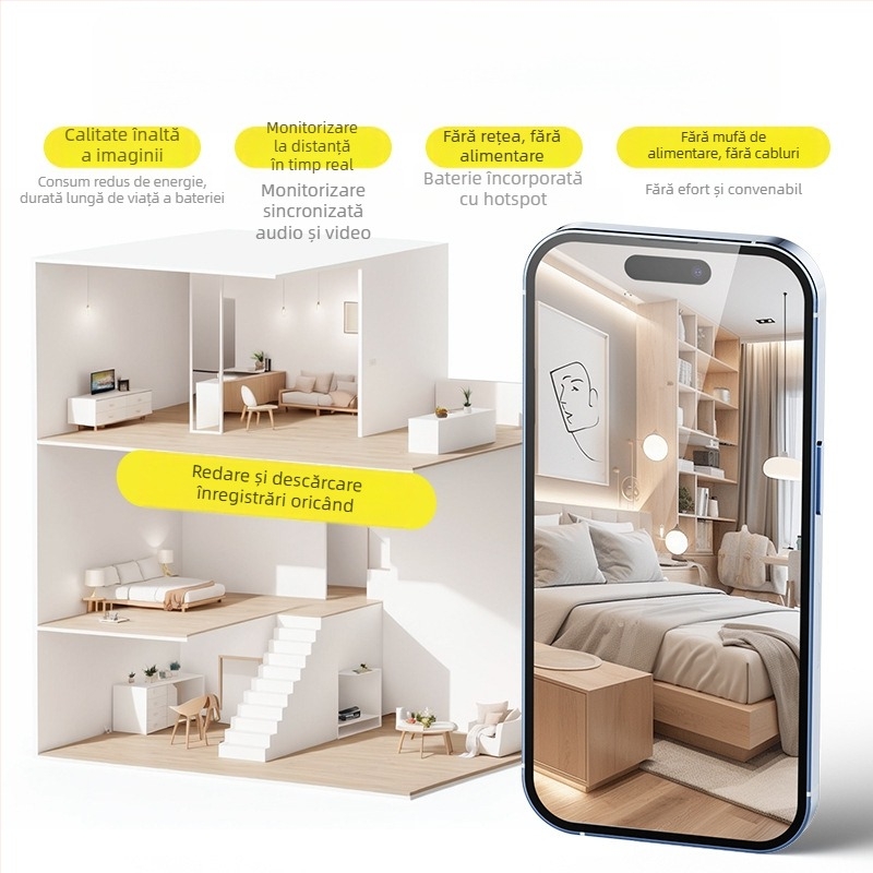 Cameră WiFi wireless cu baterie de oprire, versiune WiFi, baterie litiu încorporată, detectare PIR umanoidă, monitor de acasă
