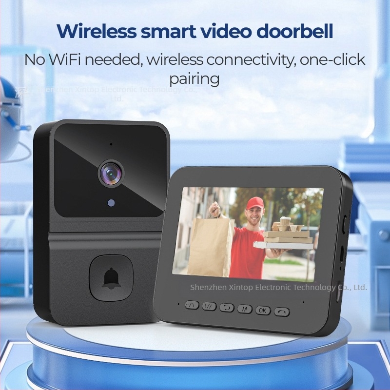 Model privat, sonerie video wireless cu consum redus de energie, interfon monitorizare, conexiune directă, sonerie inteligentă non-wifi cu afișaj