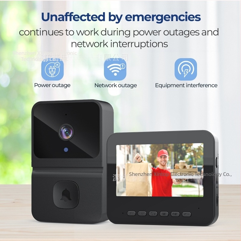 Model privat, sonerie video wireless cu consum redus de energie, interfon monitorizare, conexiune directă, sonerie inteligentă non-wifi cu afișaj