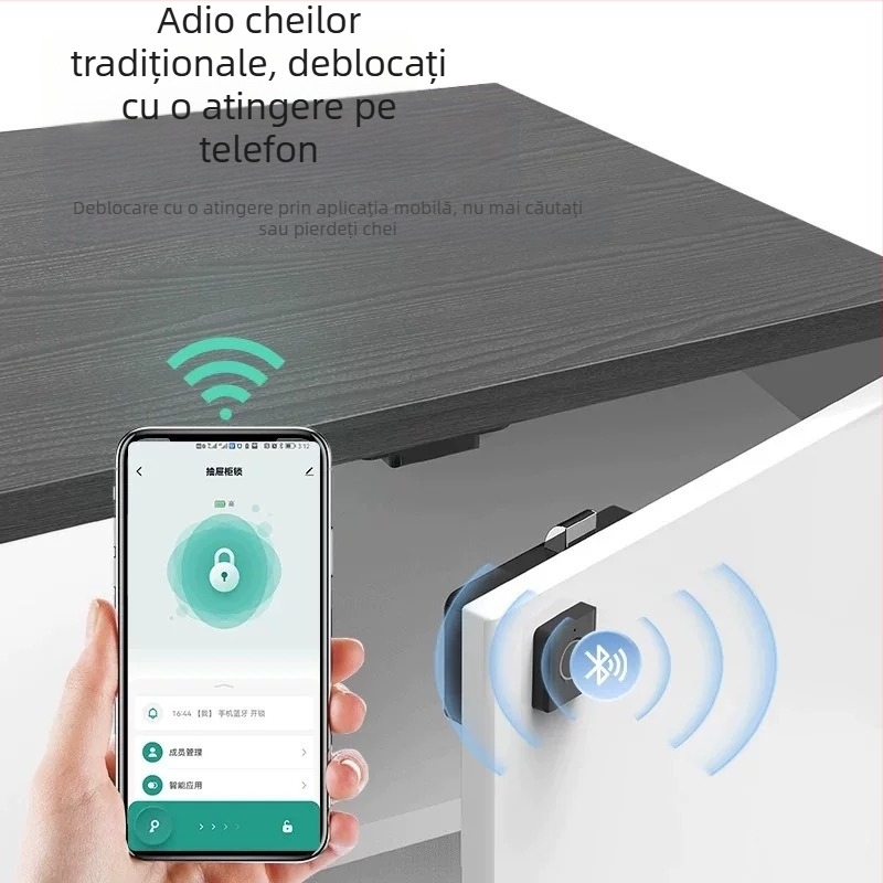 Încuietoare electronică inteligentă pentru sertar cu amprentă digitală, tip Graffiti, pentru birou, Bluetooth, noptieră, dulap pentru pantofi, dulap, încuietoare electronică