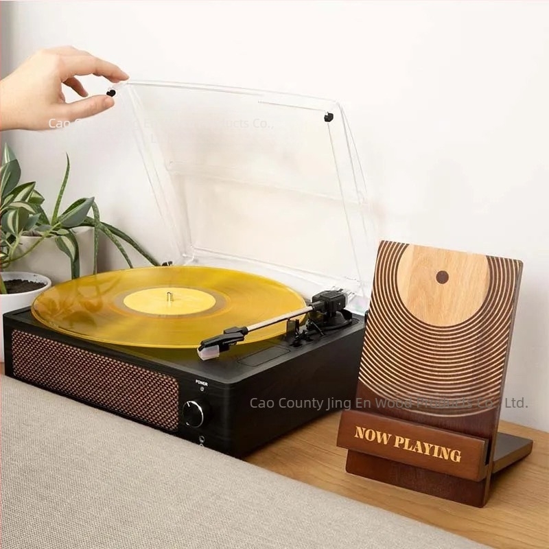 Suport pliabil pentru depozitarea discurilor de vinil din lemn, gata de livrare, pentru depozitarea discurilor de vinil