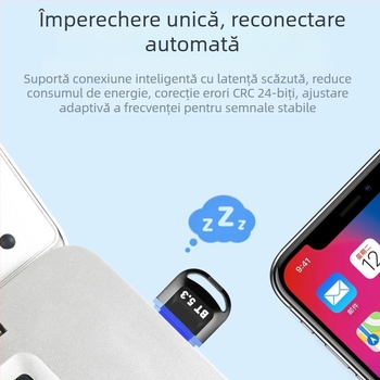 Adaptor Bluetooth USB pentru computer 5.3, suport pentru PC desktop, receptor și transmițător extern pentru căști Bluetooth, fără driver