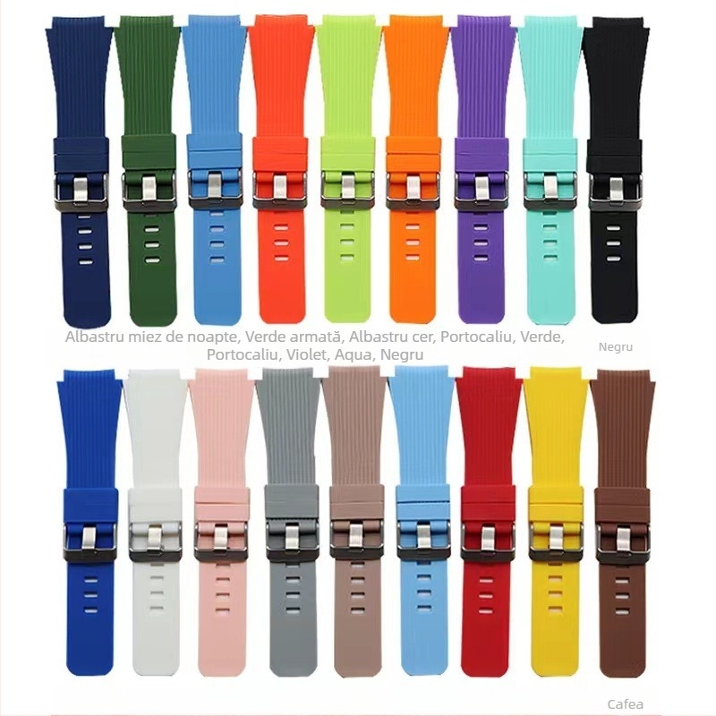 Curea sport cu model vertical din silicon, cu dungi, potrivită pentru Huawei Watch GT4 46MM/Samsung Watch