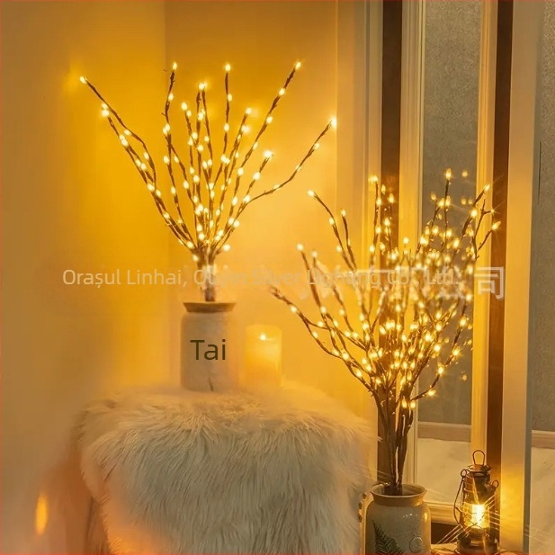 Lumină LED cu șir de lumini pentru ramuri - alimentată cu baterii pentru vaze de interior, lumină decorativă de Anul Nou, lumină de copac transversală