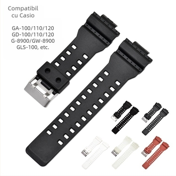 Potrivit pentru curea Casio G-Shock, curea din PU de înaltă calitate, curea de ceas de schimb Ga110 proeminentă de 16 mm, model H