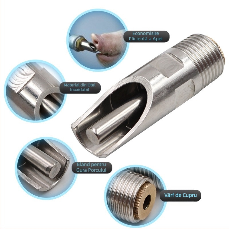 Fântână de băut pentru porci, duză cu cioc de rață, din oțel inoxidabil, apă potabilă pentru porci, alimentator automat de apă, robinet, duză pentru porci