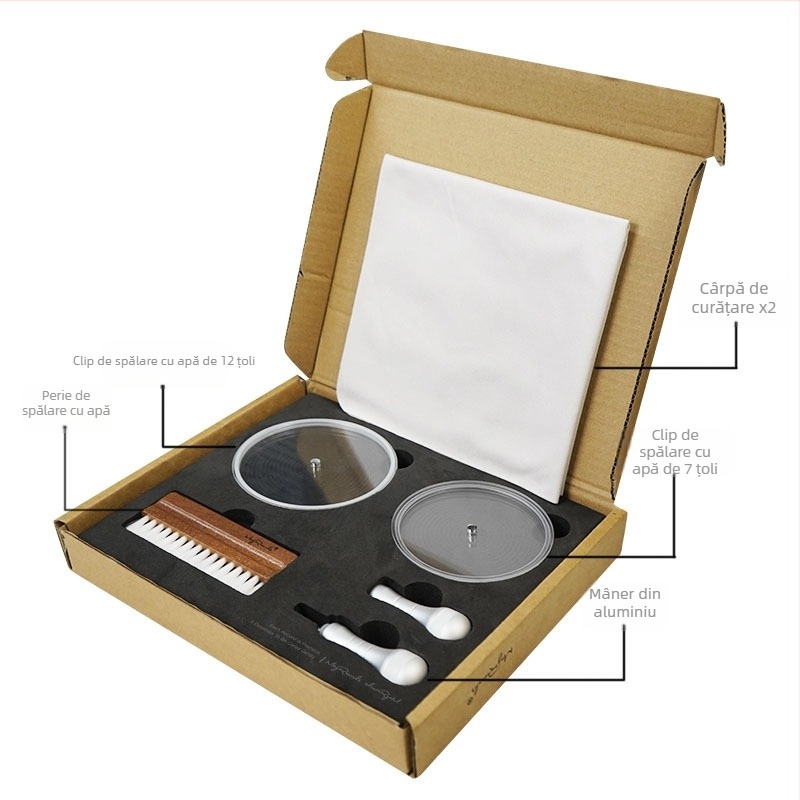 Set de cleme de curățare pentru discuri de vinil LP, instrument de curățare cu cleme impermeabile pentru vinil, perie de curățare pentru spălare discuri