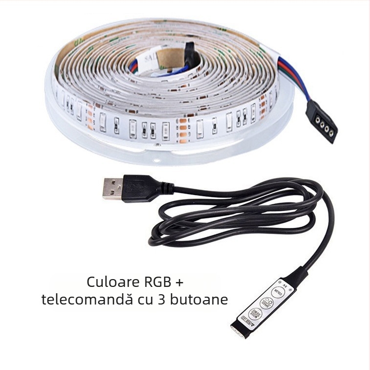 Furnizare directă din fabrică, vânzare fierbinte, bandă luminoasă de 5v, 2835, bandă luminoasă de fundal TV, decorare cameră, bandă luminoasă moale, costum de bandă luminoasă RGB