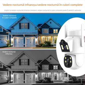 Cameră de supraveghere solară binoculară pentru exterior, cu consum redus de energie, impermeabilă, fără fir, Wifi, cameră de supraveghere HD, color complet