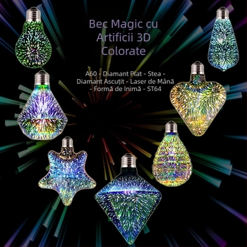 Bec cu LED-uri ST64 cu burghiu plat ascuțit, cu lumină de artificii A60LED3D G125G95G80, cu bule Dragon Ball, pentru decor de restaurant