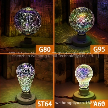 Bec cu LED-uri ST64 cu burghiu plat ascuțit, cu lumină de artificii A60LED3D G125G95G80, cu bule Dragon Ball, pentru decor de restaurant