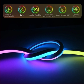 KESHU transfrontalier dedicat luminilor neon magice pentru curse de cai cu muzică Bluetooth de 5V, 2 metri, 3 metri, 5 metri, modelare DIY, silicon