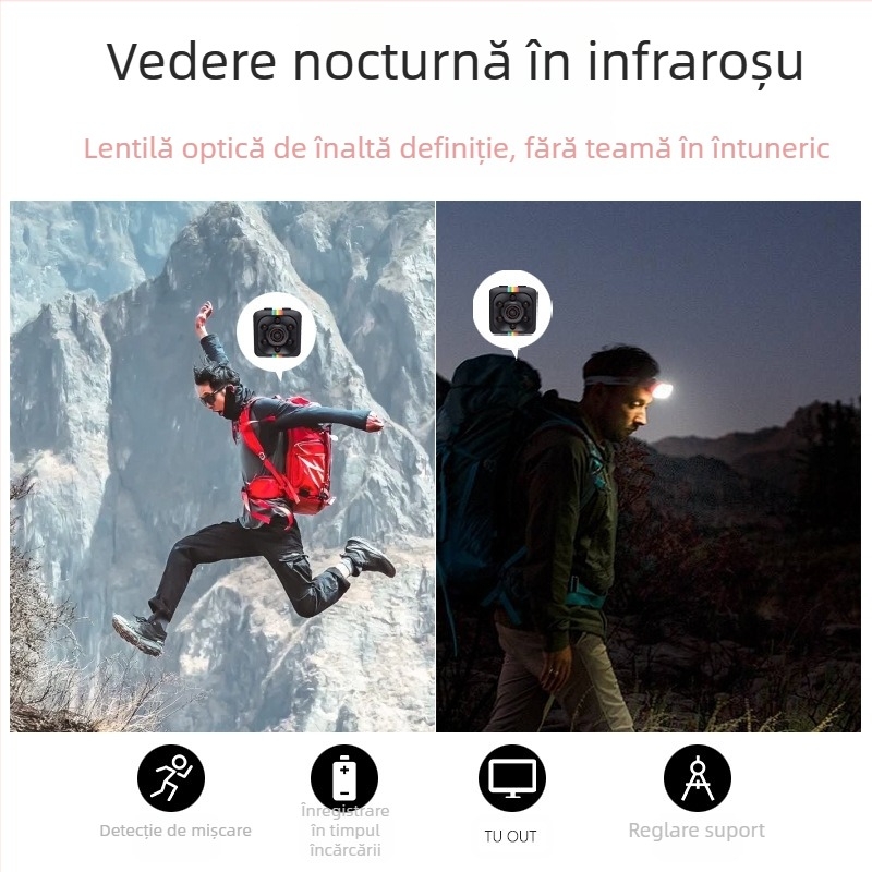 Cameră de aviație HD 1080P cu viziune nocturnă în infraroșu, cameră sport pentru acasă Sq11 DV, cameră mică pentru copii cu degetul mare