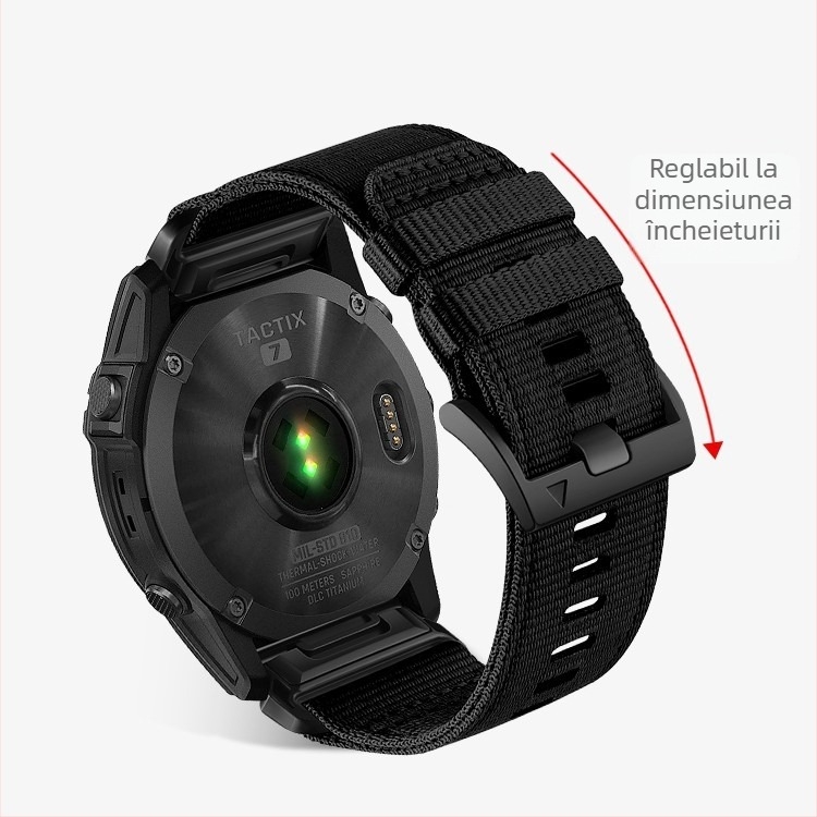Curea de nailon Jiaming cu detașare rapidă pentru ceasul Garmin Thai Iron Tactix7pro, 26 mm, în stoc