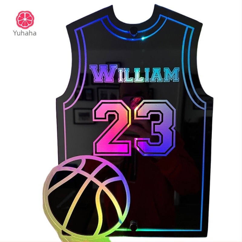 Oglindă cu număr de tricou de baschet transfrontalier POD, nume personalizat tricou, număr oglindă de baschet, producători de lămpi