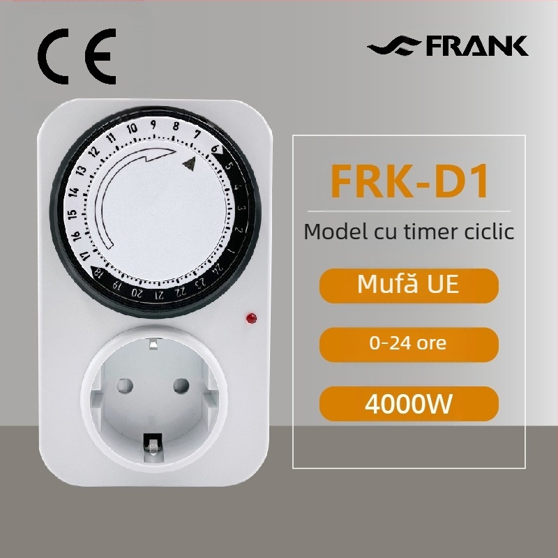 Priză de cronometrare standard europeană transfrontalieră, cronometru mecanic cu ciclu de 24 de ore, comutator de control al timpului de oprire automată