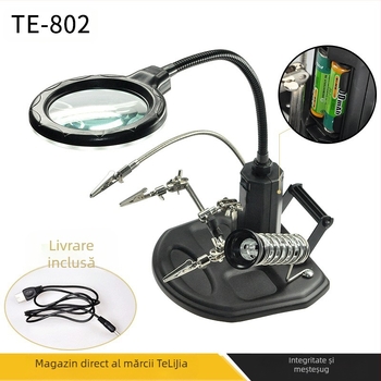 Masă de scule cu lupă cu lumină, scule hardware, placă de bază pentru telefon mobil, reparații echipamente digitale, clemă auxiliară cu LED