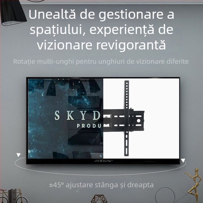 Suport rotativ telescopic pentru TV de 26-55 inch, suport TV pentru monitor LCD, marcă universală, telescopic rotativ