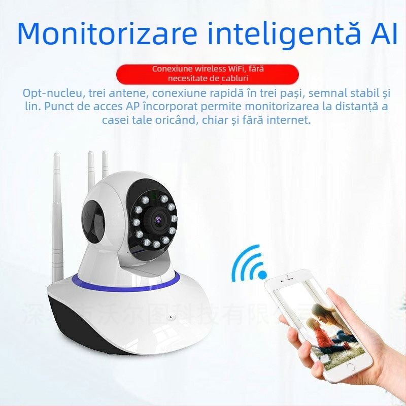 Cameră V380Pro cu trei antene, cap optic, cameră puternică, telecomandă wireless HD, monitorizare telefon mobil, acasă, monitorizare telefon mobil