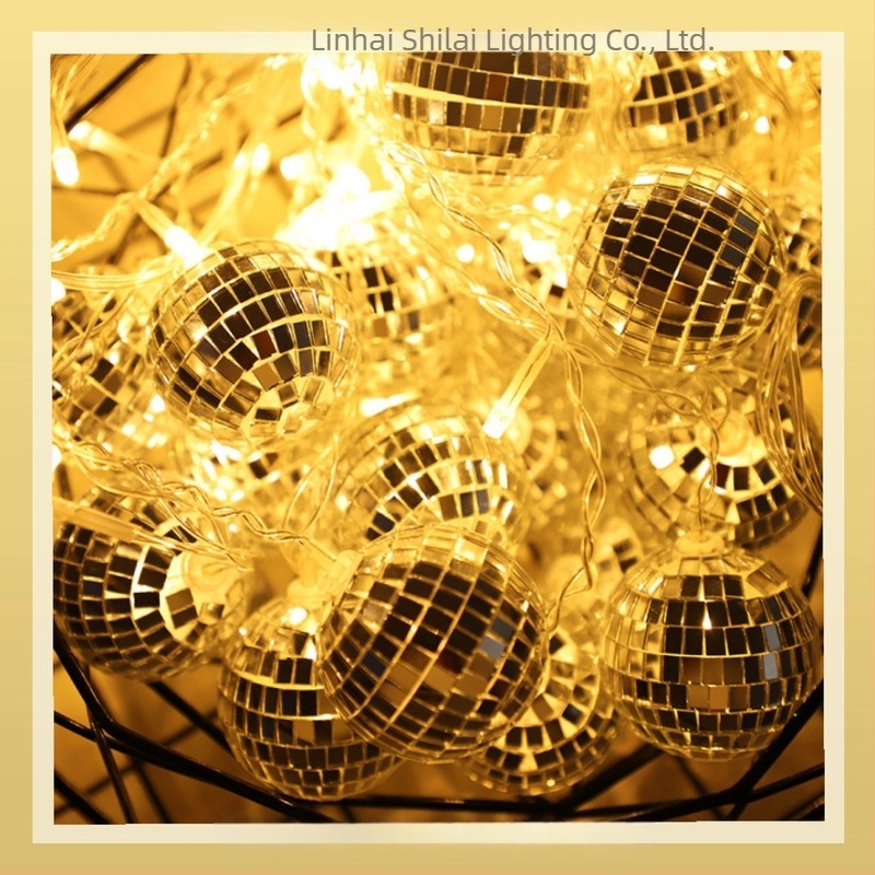 Lumini LED cu sferă cu oglindă, luminoase cu șir, bară, festival de primăvară, atmosferă de sărbătoare, lumini decorative de Anul Nou, sferă cu bliț nou, șir de lumini