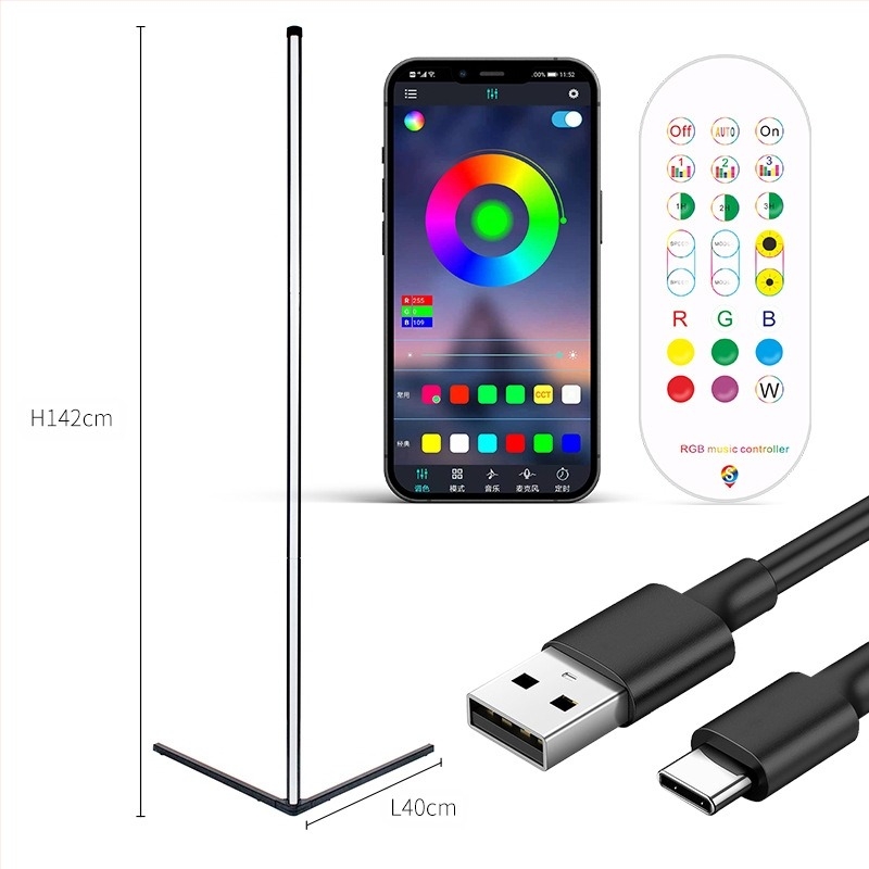 Lampă de atmosferă casual plug-and-play, de podea, cu LED-uri, Phantom Bluetooth, cu ritm muzical, pentru living, cu lumină de colț