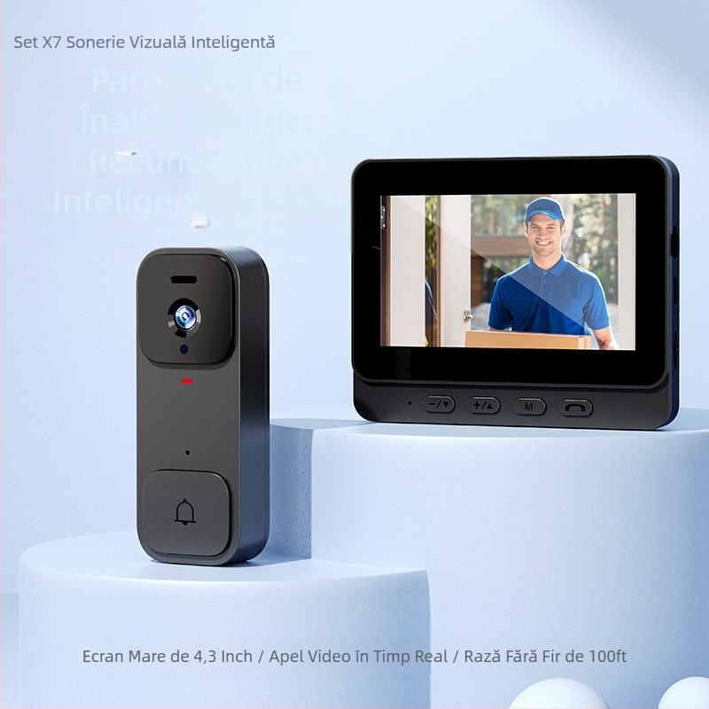 Sonerie video inteligentă Cross-Border X7 pentru uz casnic cu afișaj, interfon wireless, supraveghere video de înaltă definiție, rezistentă la explozii