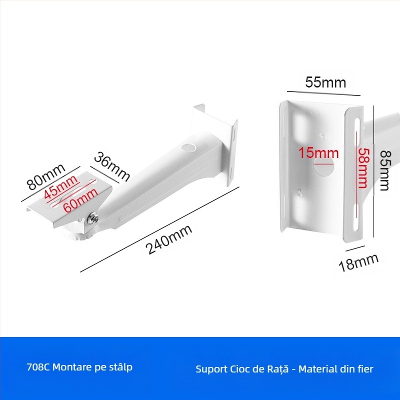 Coloană montată pe perete armată 708 Suport pentru cameră cu cioc de rață din fier, universal, pentru cameră cu cioc de rață, universal pentru interior și exterior