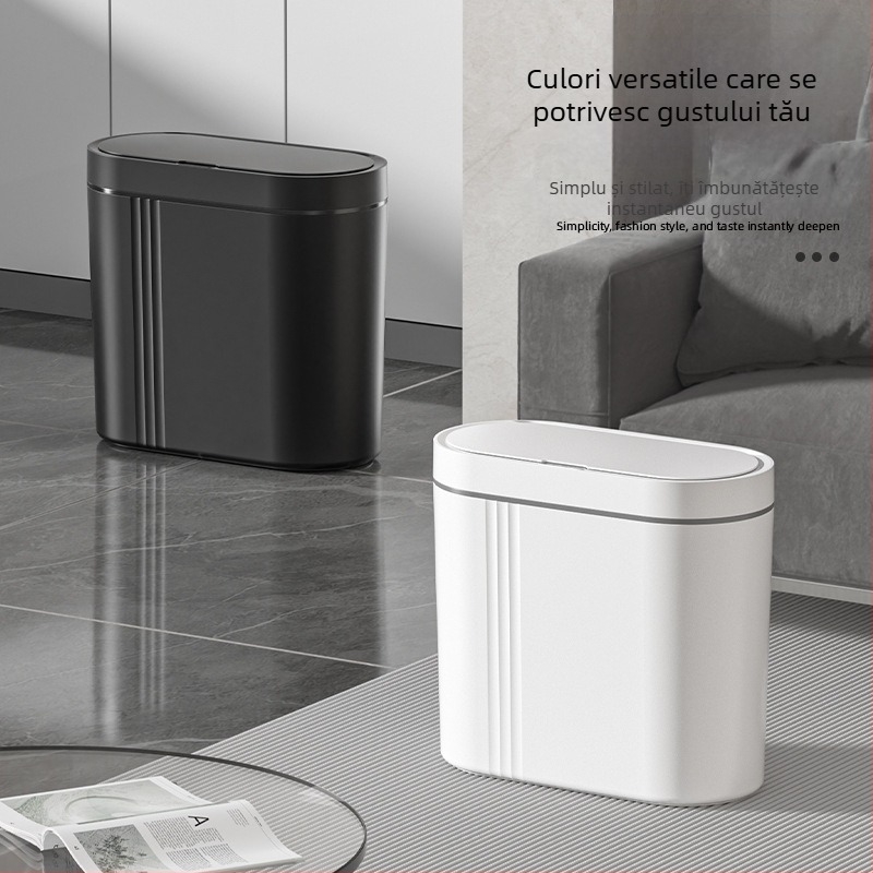 Coș de gunoi inteligent cu inducție pentru uz casnic, coș de gunoi electric de mare capacitate, capac deschis, coș de gunoi pentru bucătărie, coș de gunoi sanitar de perete