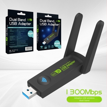 Placă de rețea wireless de 1300 m, fără driver, Gigabit Dual-Band, receptor USB pentru desktop, transmițător Wifi, compatibilitate completă cu rețeaua