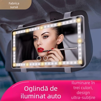 Oglindă machiaj auto cu LED, parasolar, oglindă cu lumină de umplere, lumină inteligentă, consumabile auto, oglindă machiaj înfrumusețare, comerț exterior transfrontalier
