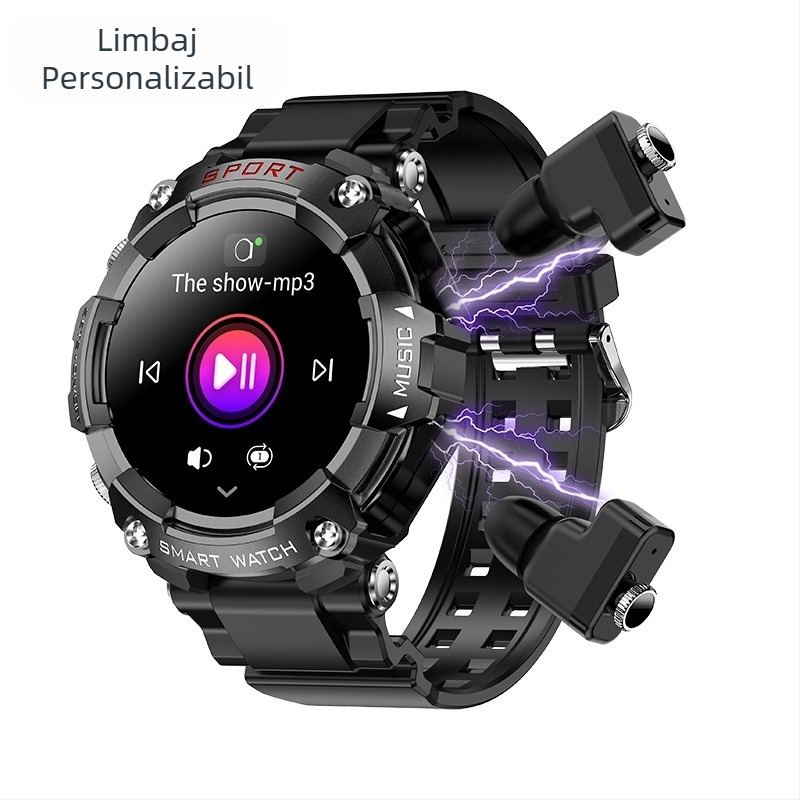 Ceas inteligent T96 TWS Binaural, apeluri 2-în-1, ascultare melodii cu memorie, ceas sport, fabrica Beit Jia