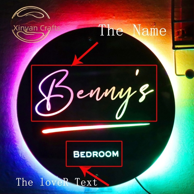 Temu Xiyin, lampă rotundă cu oglindă, personalizată, cu nume luminos, lampă de noapte personalizată, iluminat cu pandantiv, vânzare fierbinte