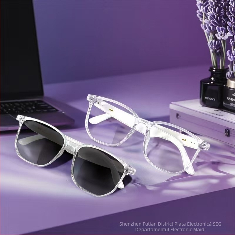 Ochelari inteligenți transfrontalieri, ochelari Bluetooth, ochelari de soare, polarizați anti-ultraviolete, anti-lumină albastră, lentile interschimbabile pentru apeluri melodice