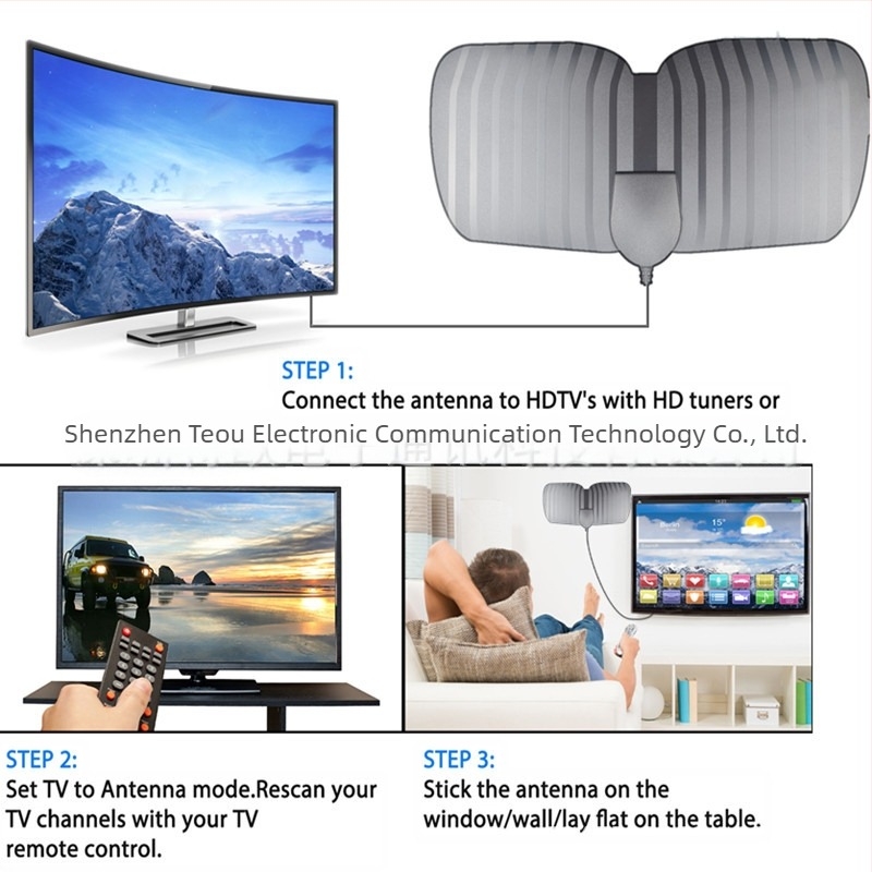 2023 Antenă TV digitală universală pentru interior și exterior, antenă HDTV, antenă DVB-T2 HDTV