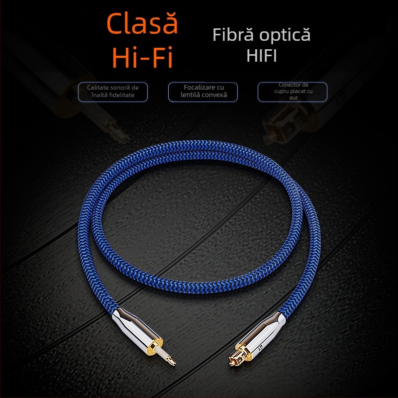 Linie audio cu fibră optică Fever, cu orificiu pătrat la orificiu rotund, 3,5 mm SPDIF, linie de proiector pentru player de semnal digital
