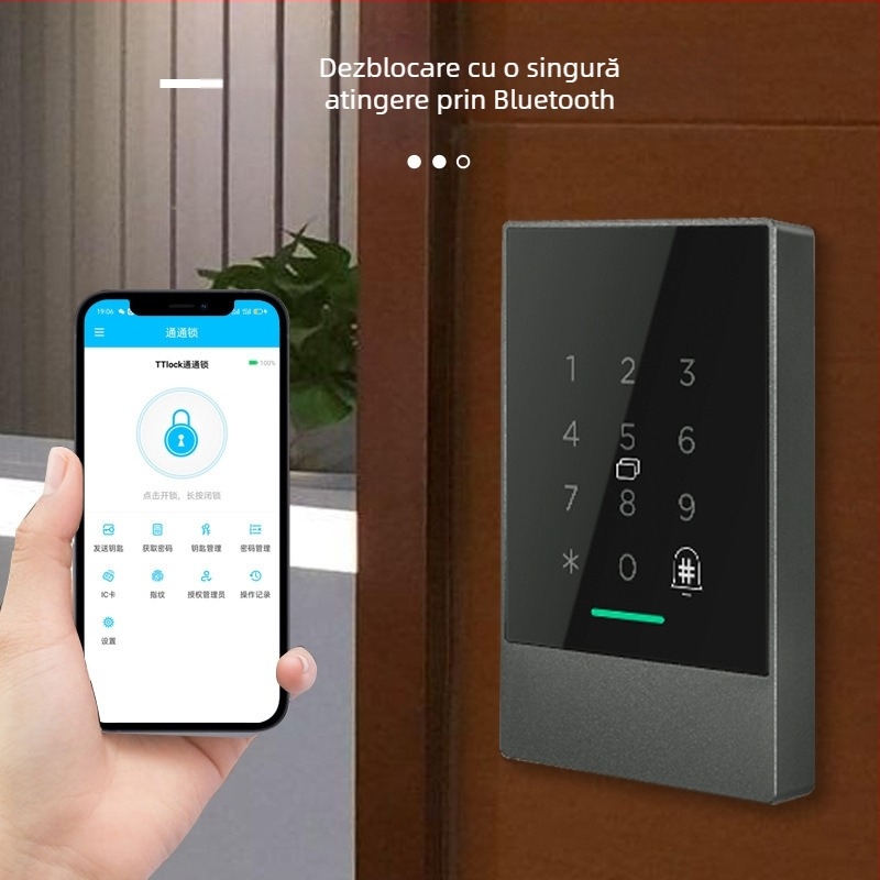 TTLOCK Control acces ușă Bluetooth la sursă de alimentare de 12V, amprentă digitală, parolă, card glisant, deblocare prin aplicație cu încuietoare electrică cu șurub